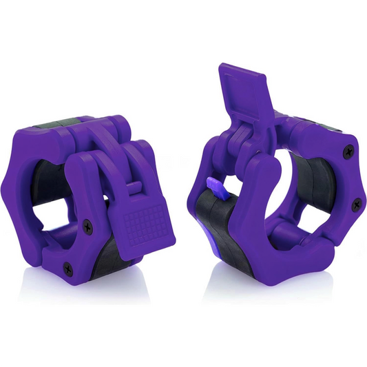 2 Barbell Clamps (Set of 2, Purple) – Quick-Release, Heavy-Duty ABS